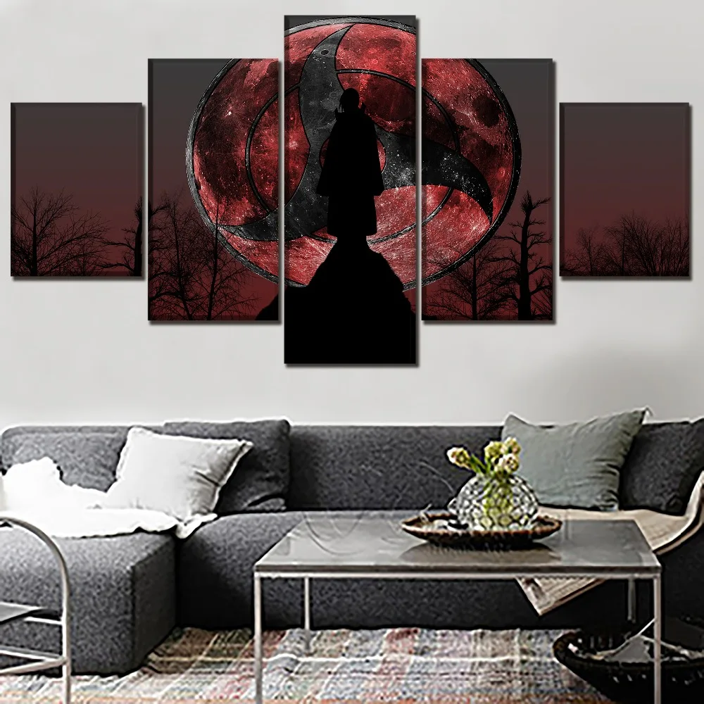 

Modern Artwork 5 Panel Anime Naruto Itachi Uchiha Poster Wall Art Home Decor High Quality Canvas Print Painting Decor Framework