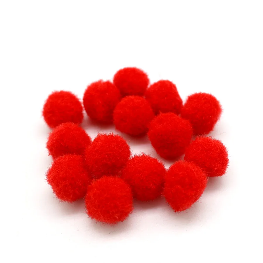 SEA MEW 14 16mm Red Plush Ball Fur Soft Beads Elasticity Cotton Ball