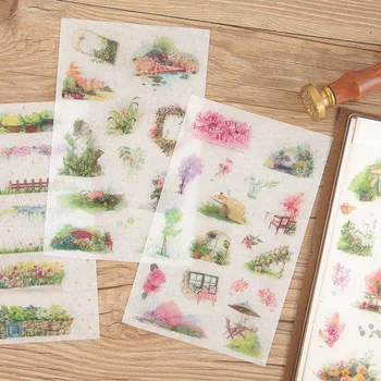 

6 Sheets/pack Flowers Garden Decorative Adhesive Stickers Scrapbooking Stick Label Diary Stationery Album Stickers