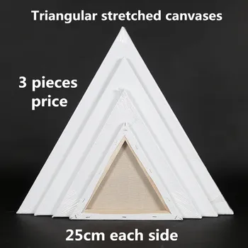 

25cm size triangular special shape canvas for painting 3 pieces