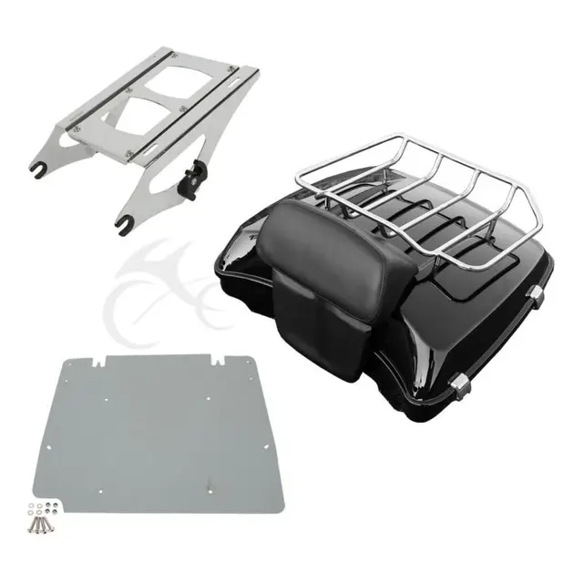 5.5" Razor Tour Pak Pack Trunk + Backrest Luggage Rack For Harley