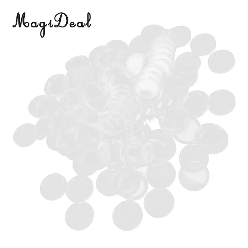 MagiDeal 100Pcs/Pack Clear Coin Capsules Containers Boxes Holders for Kids Children Novelty Toy Gift 21mm