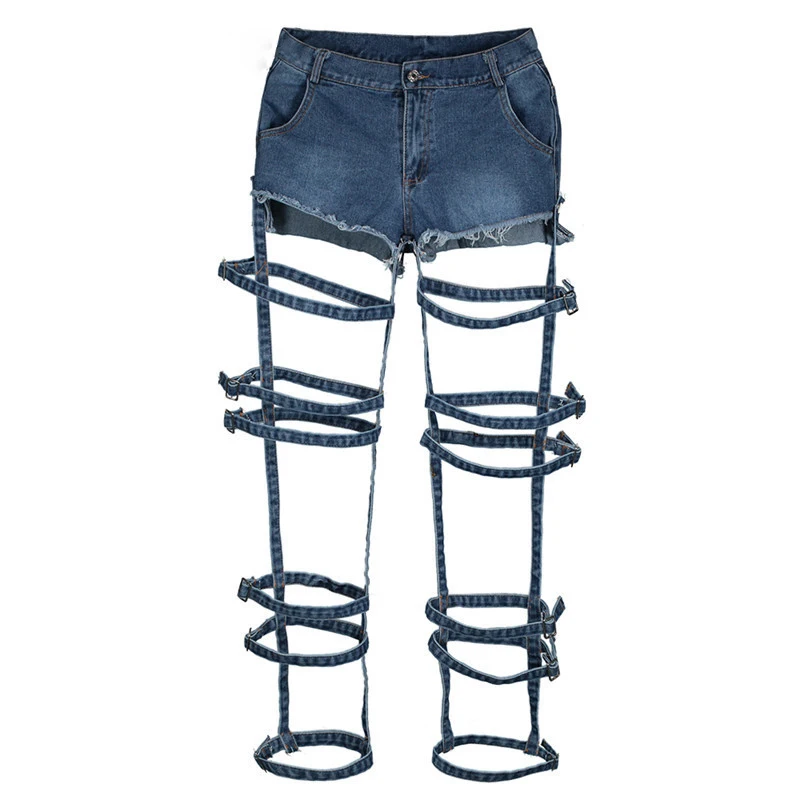 

New Sexy Jeans Girls Slim High Waist Hole Jeans 2018 Vintage Woman Spring Blue Denim Pants Button Hollow out Jeans