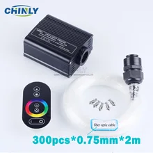 Волоконно-оптический светильник 16 Вт RGBW Сенсорный радиочастотный дистанционный светодиодный светильник 300 шт. 2 м волоконно-оптический кабель для потолка отеля украшения детской комнаты