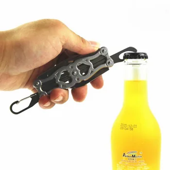 

Stainless steel outdoor multi-function EDC tools, folding mini outdoor knife, opener, portable travel buckle tools