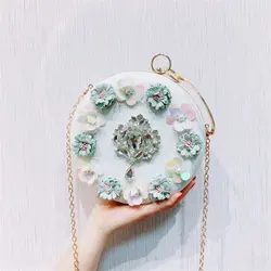 Вечерняя Сумка для женщин 2019 модная брошь в виде цветка клатч Сумки бриллиантовый Свадебный Кошелек с жемчужной цепочкой сумка через плечо