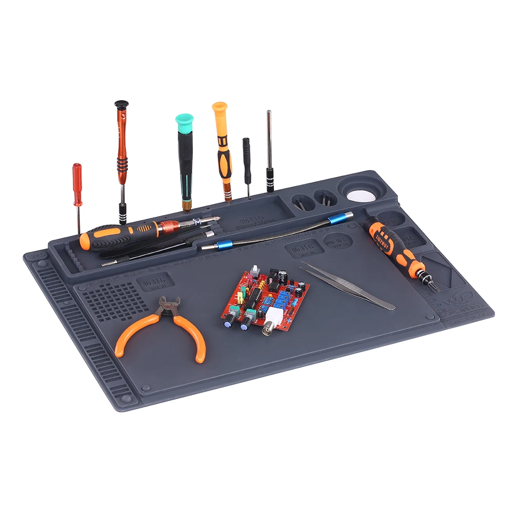 

2-in-1 Heat Insulation Silicone Pad BGA soldering iron Repair soldering Station Mat Maintenance Platform Soldering Workstation