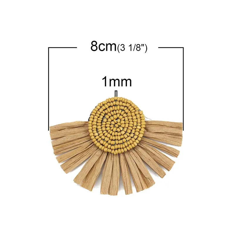 3 шт. стеклянные бусины из рафии бумажные Подвески с кисточками полубусины аксессуары для одежды украшения из ткани DIY Изготовление ювелирных изделий - Цвет: 5