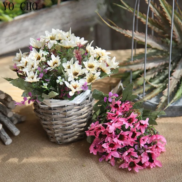 Yo Cho Home Centerpiece Accessories Artificial Silk Daisy Flower Yo Cho Home Centerpiece Accessories Artificial Silk Daisy Flower Bouquet Wedding Decorations Fake Chrysanthemum Floras Bundle