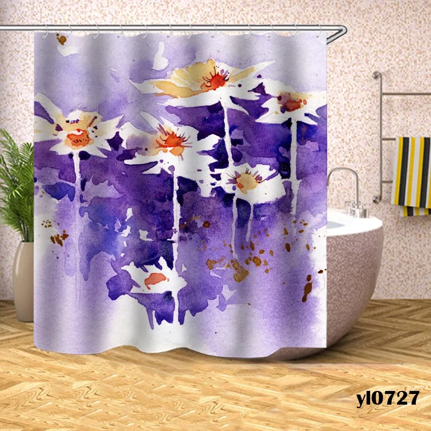 Чернильные цветы занавески для душа водонепроницаемые для ванной шторы в ванную комнату ванна большая широкая Крышка для купания 12 Крючки ПВХ Tenda Da Doccia