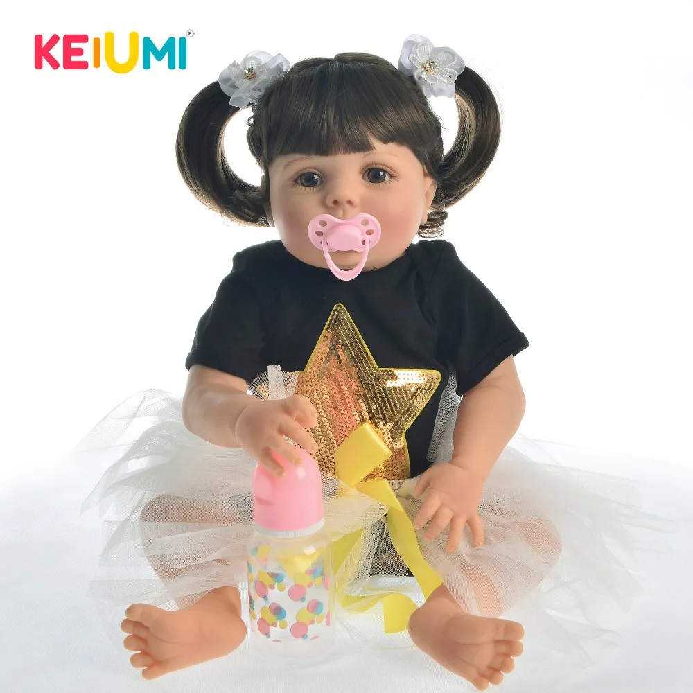 

Newest 23 Inch Realistic Reborn Dolls Full Body Silicone Pure Handmade Baby Toy For Sale Children Birthday Christmas Gift