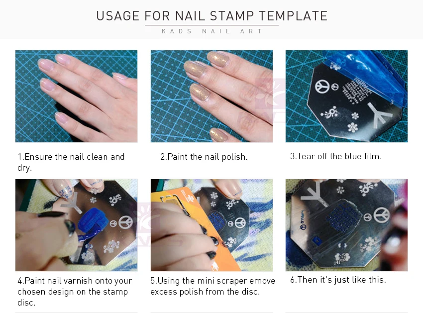 Набор для штамповки ногтей KADS трафареты для дизайна ногтей шаблон для штамповки+ штамп для ногтей+ штамп для скребков набор инструментов для дизайна ногтей шаблон