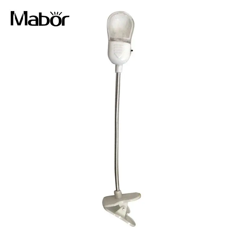 

Double LED Night Lights With Clip Reading Desk Lamp Adjustable Clamp White