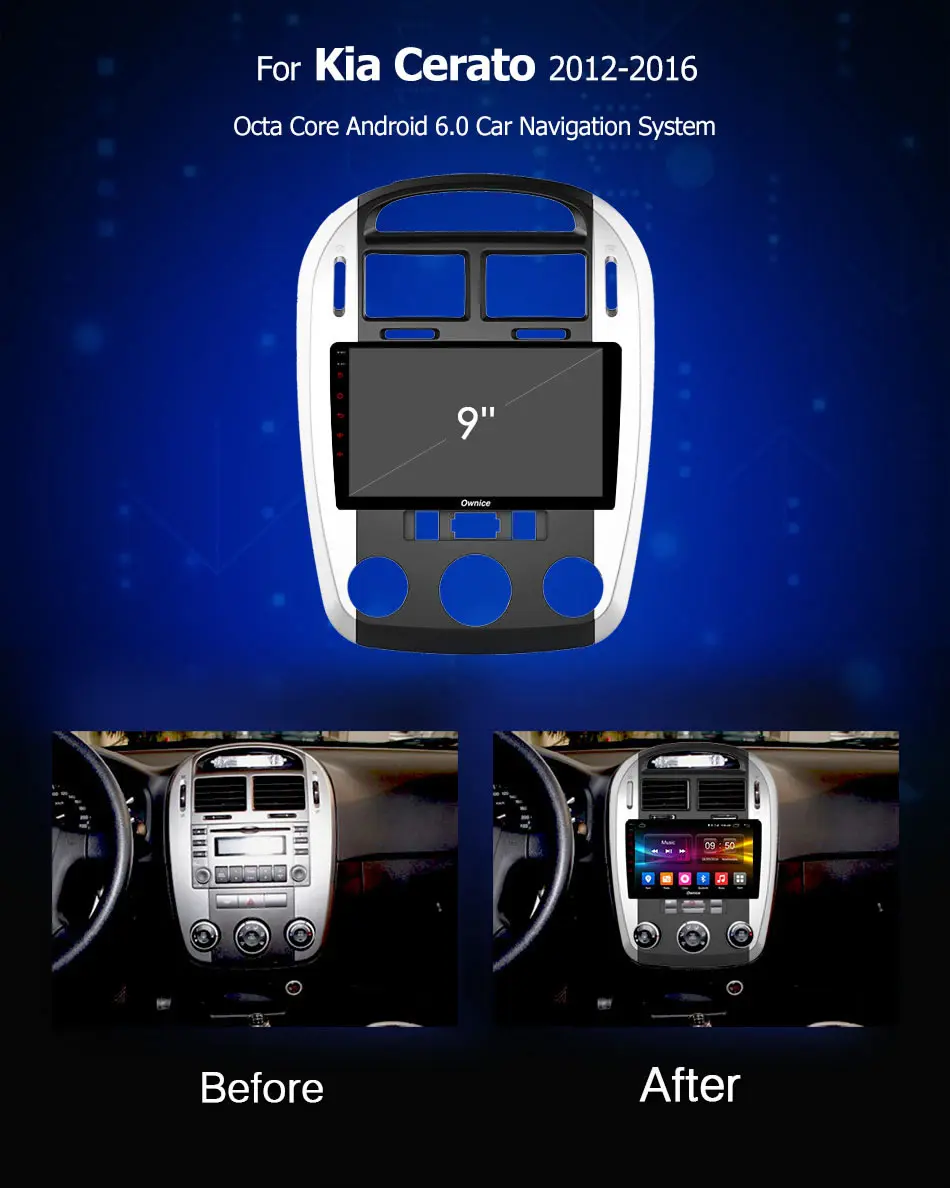 Sale Octa Core 9" IPS Android 9.0 4GB RAM+32GB Car DVD Navi Multimedia Radio Player For kia Cerato 2012 2013 -2016 GPS DSP CarPlay 2