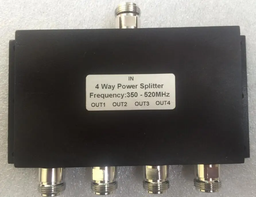 

UHF 4 Way RF Power Splitter 350-520MHz 50W four way radio power divider repeater combiner N female connector