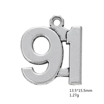 

Antique Silver Number 91 Pendant Arabic Numerals Figures Charms For Handmade Women Jewelry Necklace Making DIY Accessories 50PCS