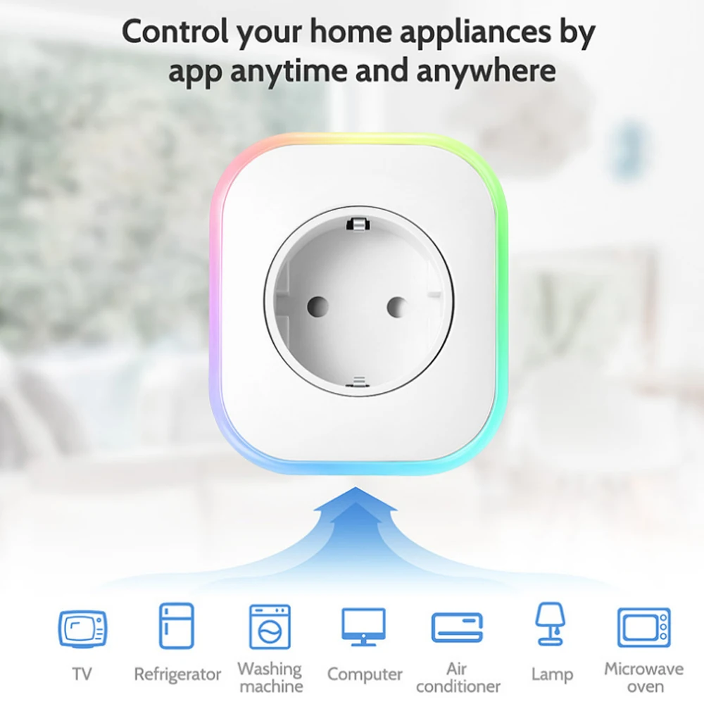 Inteligente com Lâmpada Monitor de Potência Padrão do Google Alexa Plug Wifi Tomada Rgb Noite Temporização Interface Usb Casa Ifttt uk ue 5 Cheap Luzes noturnas