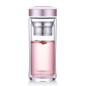 

Oneisall Glass Tea Mug with Filter Flower Tea Mugs for Girl Large Capacity Cups Double Walled Heat Preservation Glass Bottles