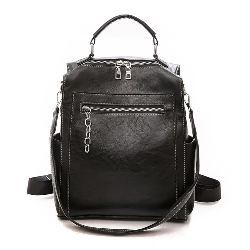 Женский кожаный рюкзак, школьные сумки для девочек-подростков, Повседневная вместительная многофункциональная винтажная черная сумка на плечо XA158H - Цвет: Black