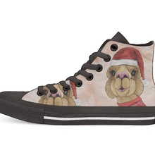 Альпака Рождество новинка дизайн высокие парусиновые туфли на заказ Повседневная обувь на плоской подошве Прямая