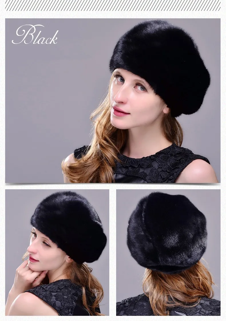 HM025 женские зимние шапки из натуральной норки меховая шапка зимняя женская теплая шапка цельная норковая меховая шапка