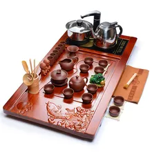 Домашний чайный сервиз Кунг-фу Фиолетовый; песок керамическая ледяная, с трещинами чайный набор четыре в одном твердый деревянный поднос для час чайный сервиз