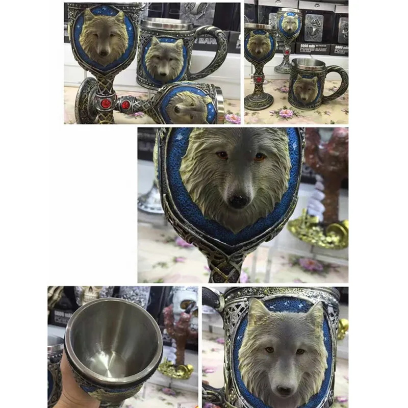 Персонализированные волк чашка с двойными стенками из нержавеющей стали 3D Волк кофе стакан для пива подарок Кубок для питья животных бокал
