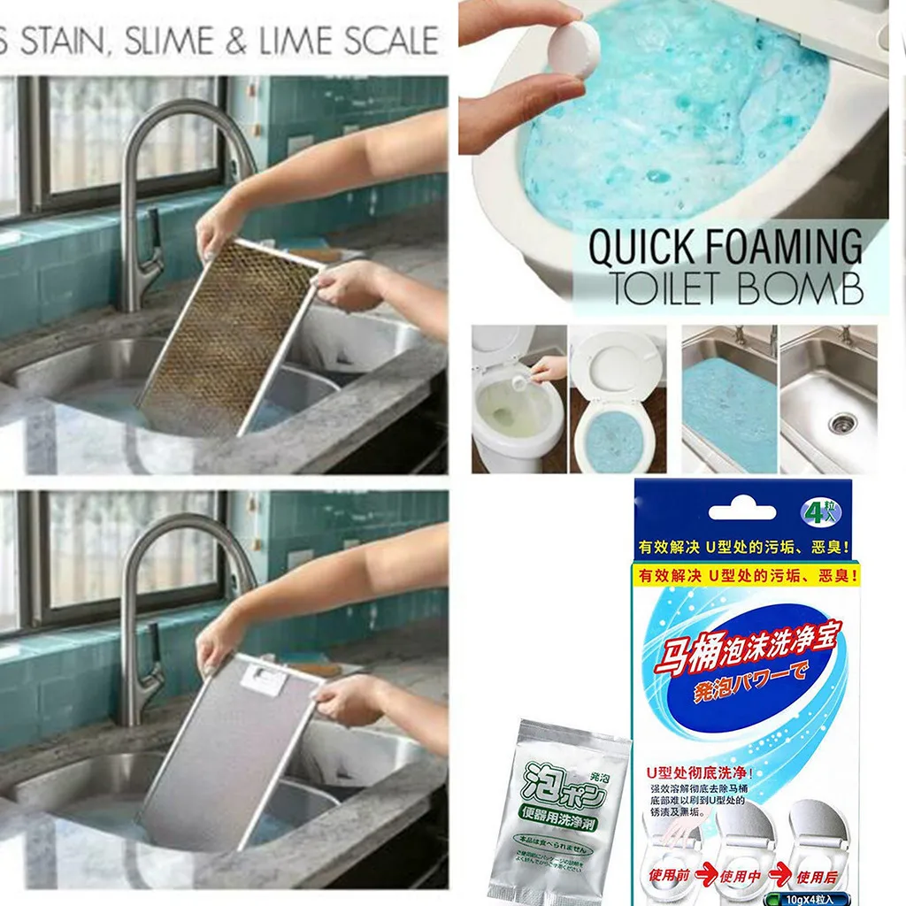 

4PC 12pc Strong Effective Toilet Bubble Bomb Cleaner Deep Cleaning Active Fast Effective Quick Foaming Cleaner For Toile 4lp