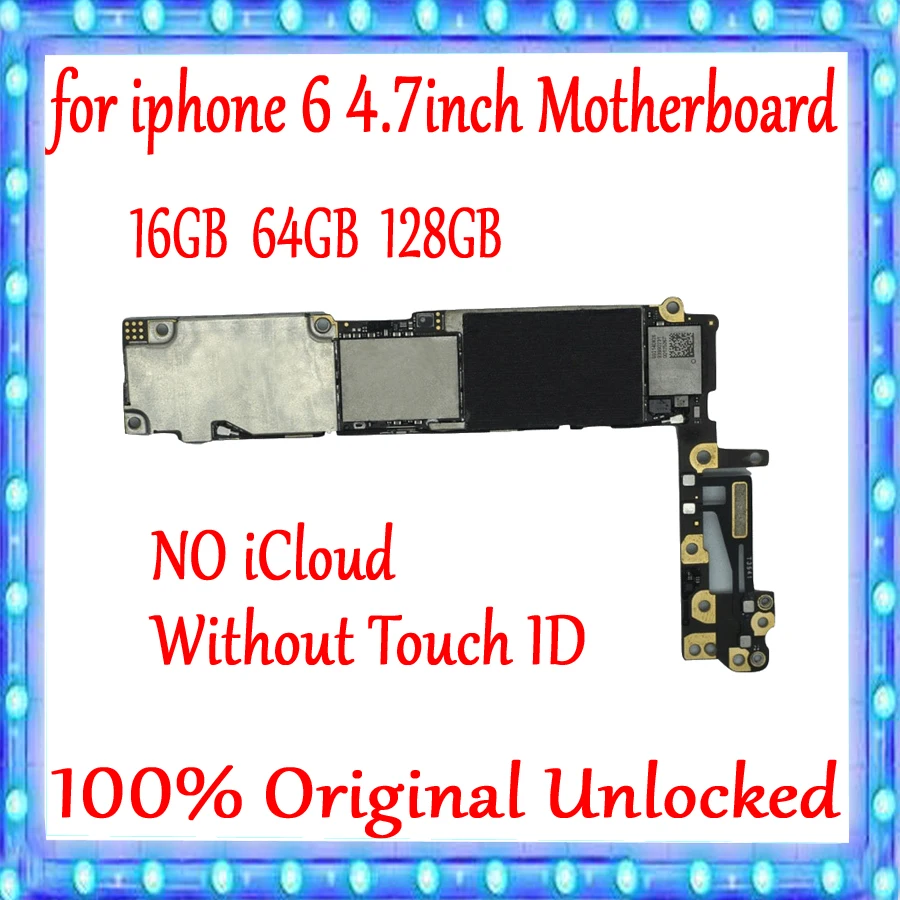 

for iPhone 6 4.7inch Motherboard 16gb 64gb 128gb ,with IOS System Original unlocked for iphone 6 Logic board without Touch ID