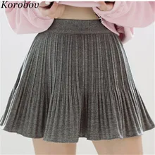 Korobov/Корейская Новинка года, летняя Однотонная юбка с оборками, плиссированная мини-юбка с высокой талией, аккуратный, милый, Mujer Saia 76960