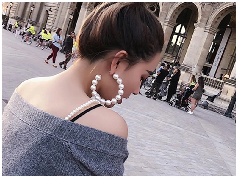 Pearl Hoops Earrings  (5)