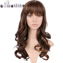 S-noilite 17 дюйм(ов) Vogue женский новый длинный кудрявый слой косплей парик вечерние Полный Парики настоящие натуральные шиньоны