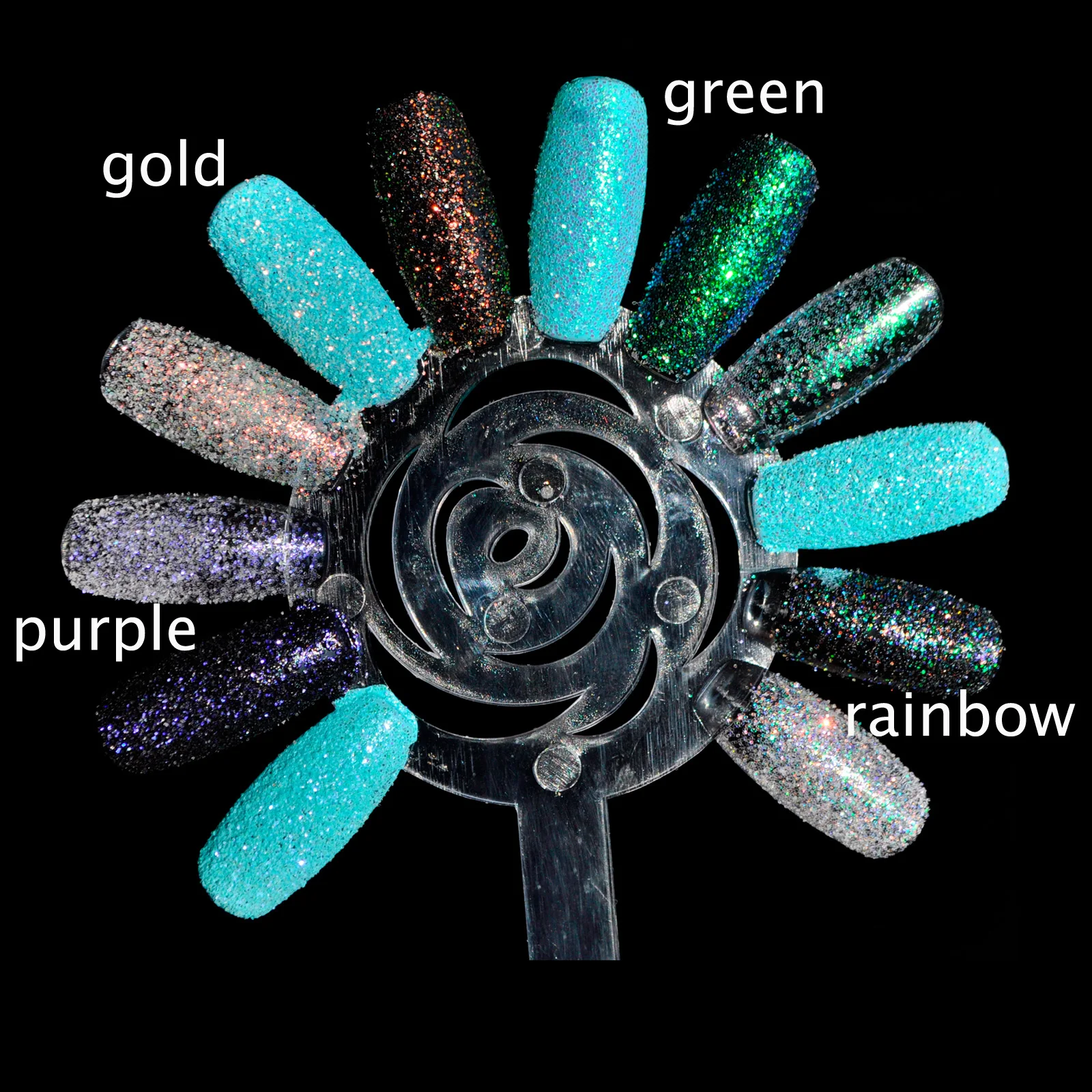 

Wholesale Clear Glitter Powder Gold Purple Silver Holographic Nail Art Acrylic Powder Dust Manicure Decoration 6 Colors in Bag