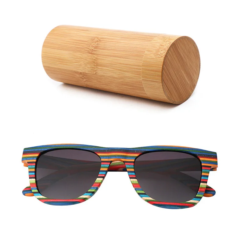 Модные женские поляризованные солнцезащитные очки мужчин деревянные солнцезащитные очки путешествия пляжные деревянные очки с коробкой - Цвет линз: bamboo box