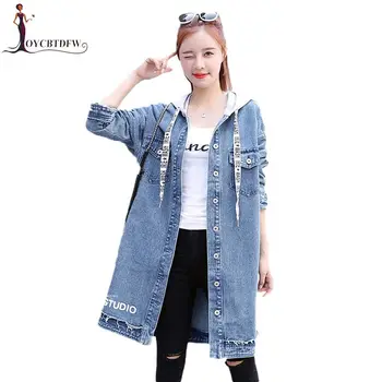 

Cowgirl Jacket 2019 New Autumn Casual Denim Coats Loose Medium Long Single-Breasted Jacket Spring Female Denim Outerwear DD0902