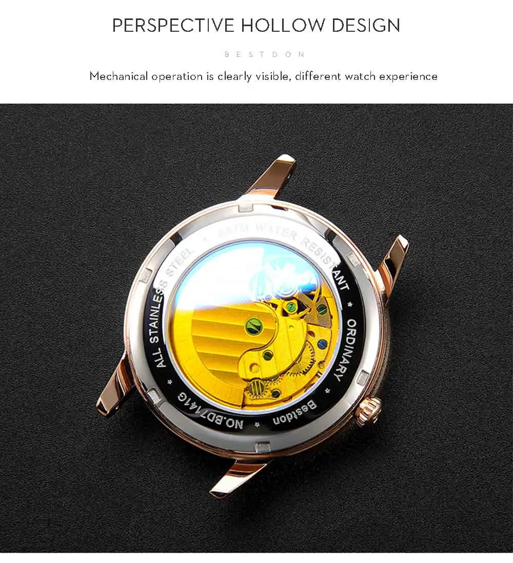 Bestdon Luxury Mechanical Watch Men Automatic Tourbillon Sports Watches Mens Fashion Switzerland Brand Watch Relogio Masculino