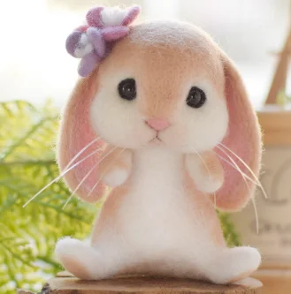 

Long hanging ear ear rabbit cartoon set wool needlepoint kit wool felt needle felting keychain craft needlecraft DIY handmade