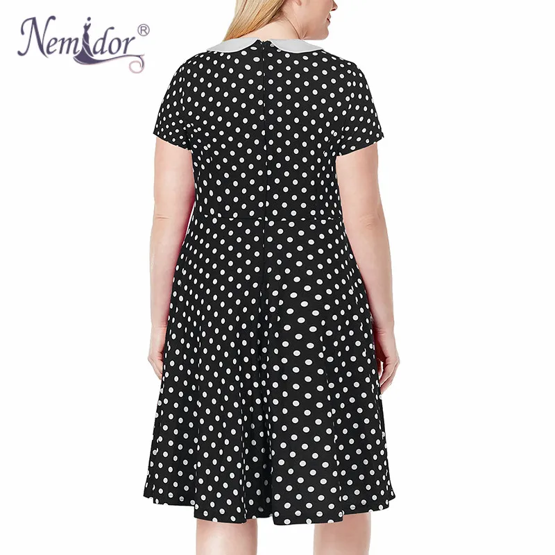 Nemidor Women's Peter Pan Collar Fit and Flare Plus Size Skater Party Dress (9)