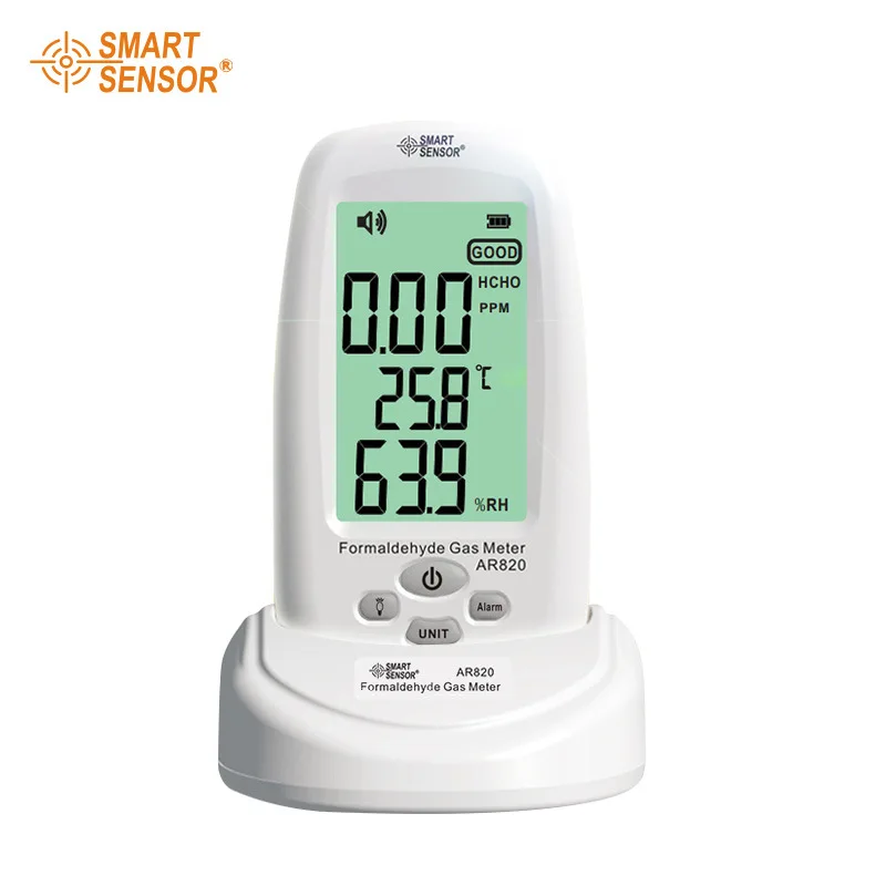 

AR820 Formaldehyde Gas Detector Monitor with Sound Light Alarm Temperature Humidity Moisture Tester Measuring range:0~5.0PPM