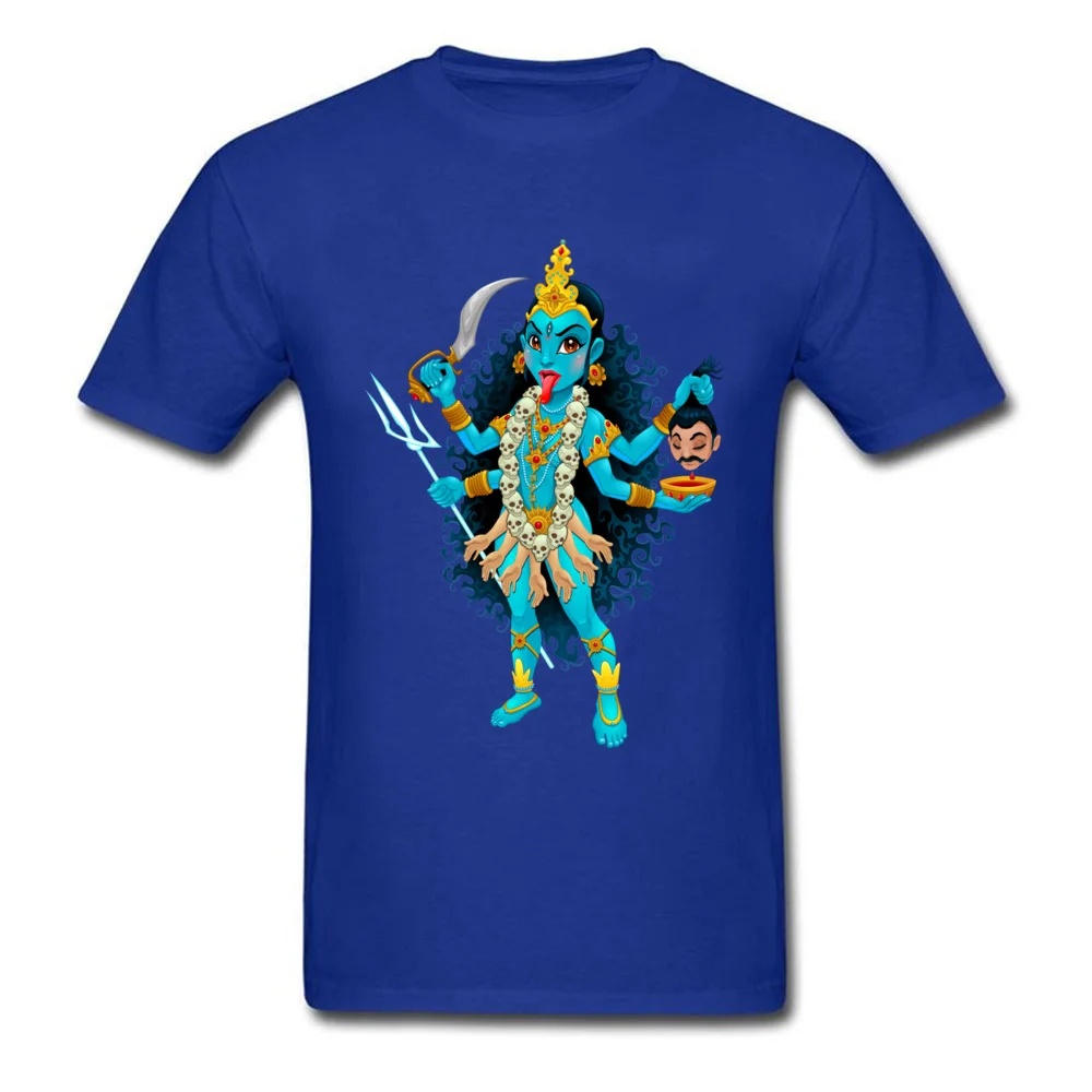 Crazy T Shirts Prevalent Crew Neck Kali goddess 100% Cotton Fabric Male T Shirt Customized Short Sleeve Tops Shirt Kali goddess blue