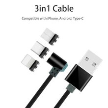

3 in 1 Magnetic USB Cable For Type C 360 Degree Charging Cable For iPhone 7 8 Plus Data Cable For Micro USB Charger