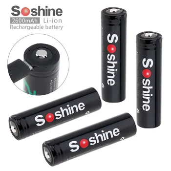 

4pcs Soshine 3.7V 9.62WH NCR18650 2600mAh Li-ion Rechargeable Battery with Micro USB Protected and DC-Charging Intelligent Cell