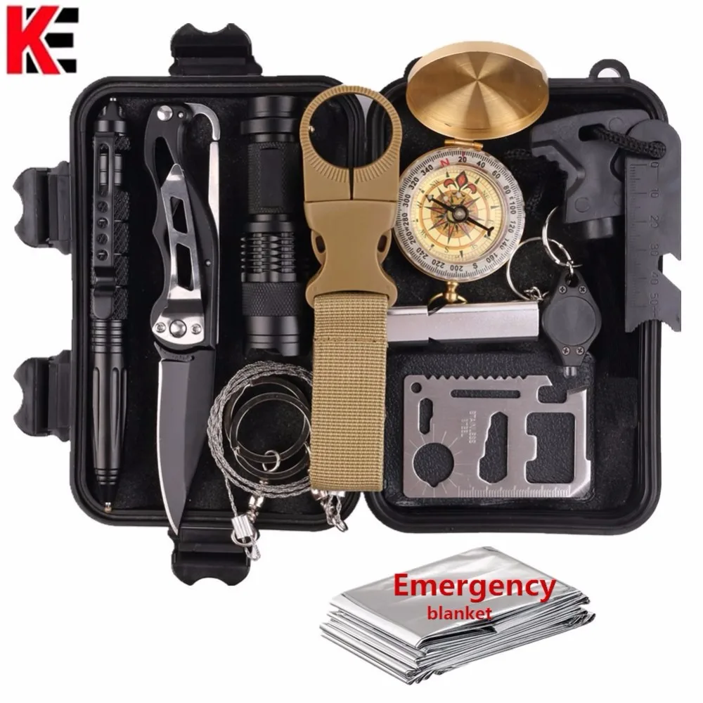 

Outdoor survival kit Set Camping Travel Multifunction First aid SOS EDC Emergency Supplies Tactical for Wilderness tool garget