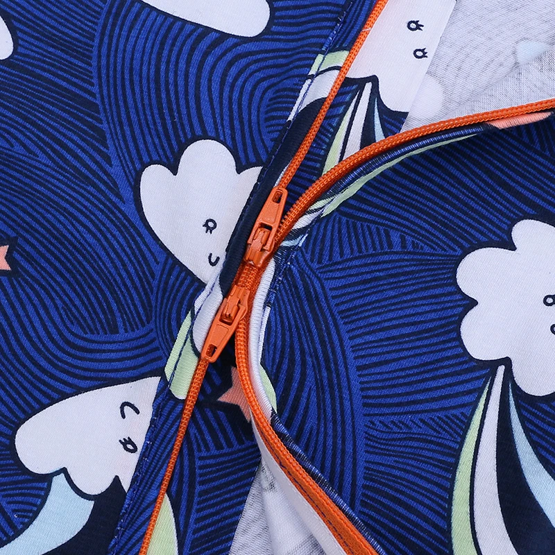 طفل الاطفال الطفل الصبي الأزرق قصيرة الأكمام رومبير طباعة سستة س الرقبة بذلة الزي الملابس SR433