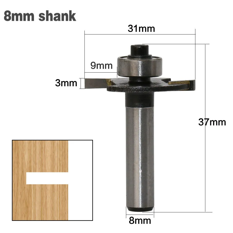 

1Pc 8mm Shank T-Slot Milling Cutters Tungsten T Type Biscuit Jointing Sloting Cutter Router Bits For Wood Woodworking Tools