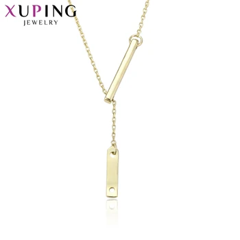 

Xuping Fashion Elegant Long Necklace Chain Jewelry Light Yellow Gold Color for Women Christmas Day Gifts 43845