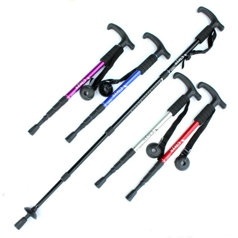 4 Sections T handle Hiking Sticks Ultrlinght Adjustable