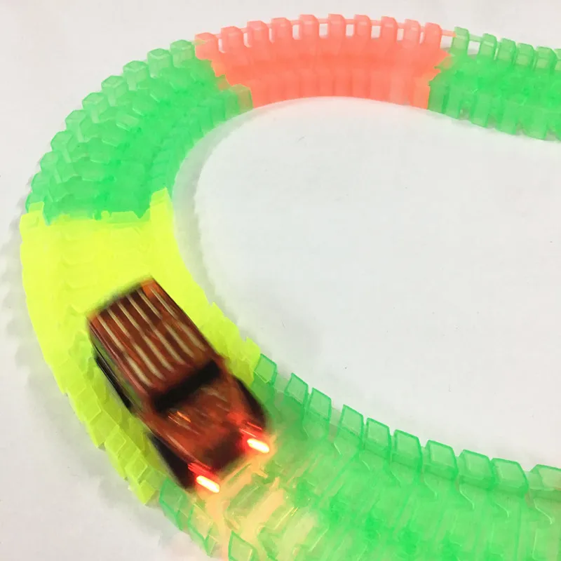 100 165 200 220pcs Fluorescent Tracks And Flashing LED Light up Race Car Roller Luminous Tracks