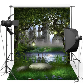 

Fairy Tale For Children Vinyl Photography Background Forest Castle New Fabric Flannel Backdrop For Photo Studio F1649