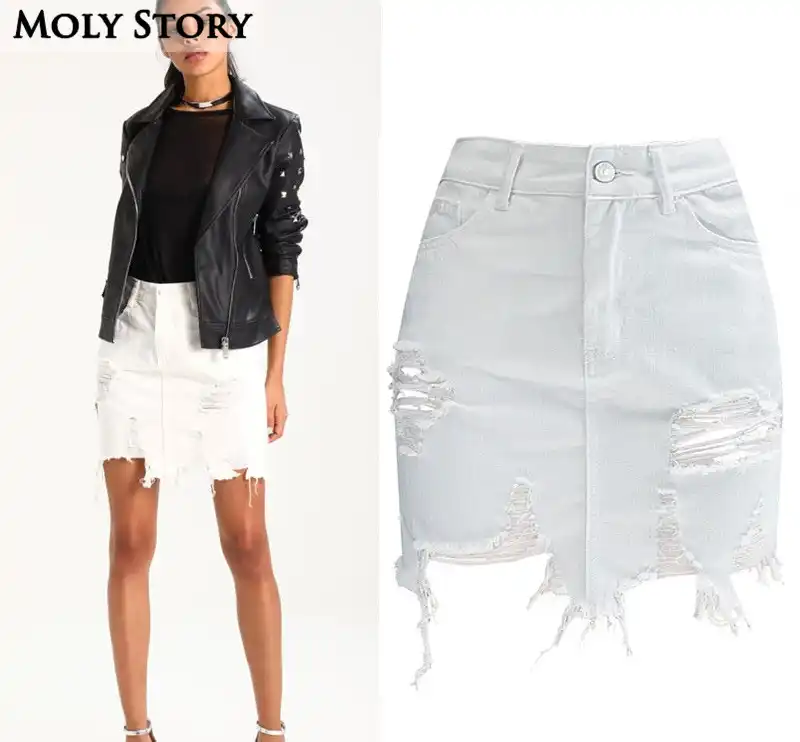 white plus size jean skirt